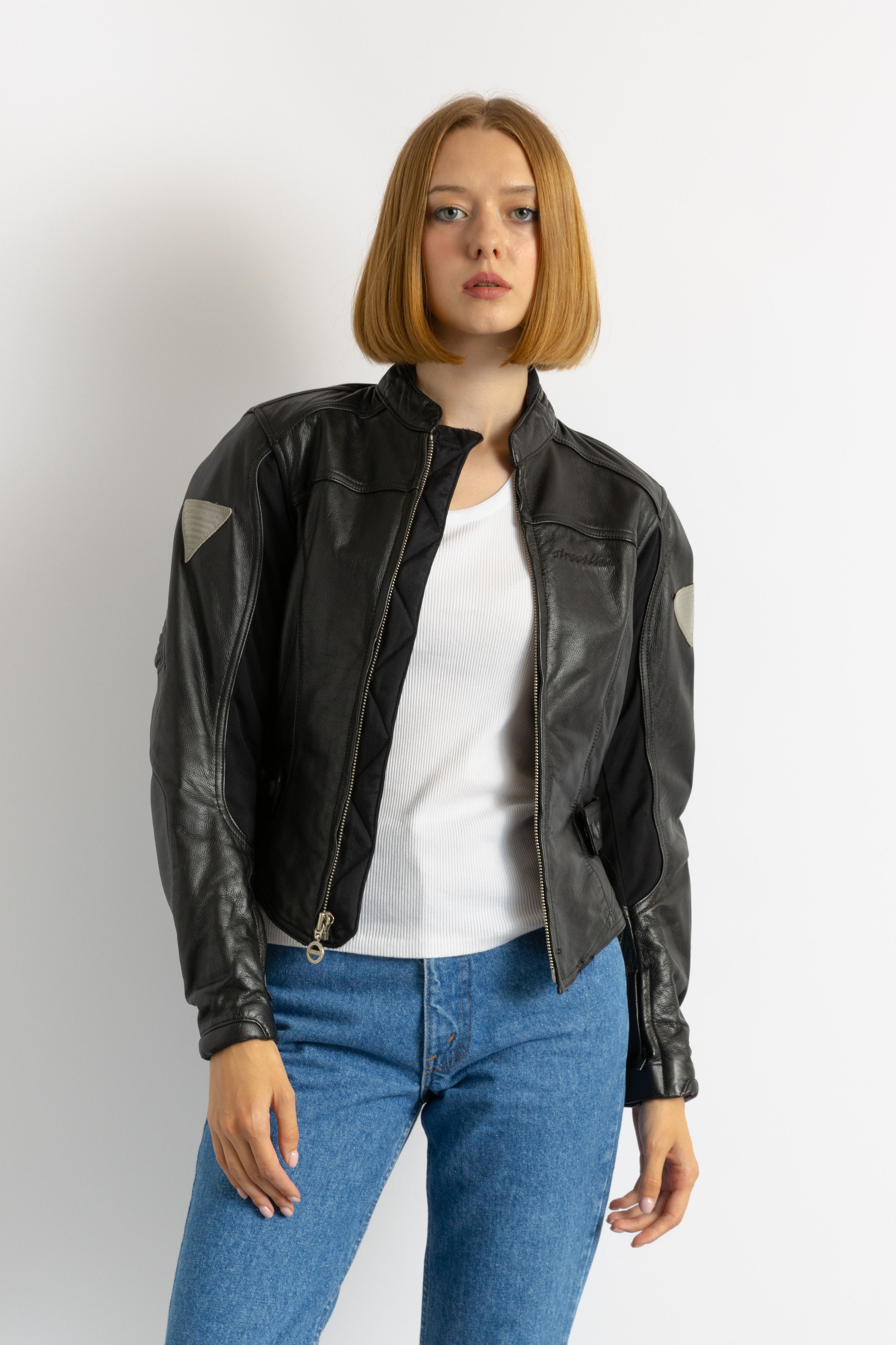 Vintage Black Womens Motorcycle Leather Jacket Biker Size XS-S 5872 Size S / US 4 / IT 40 - 1 Thumbnail