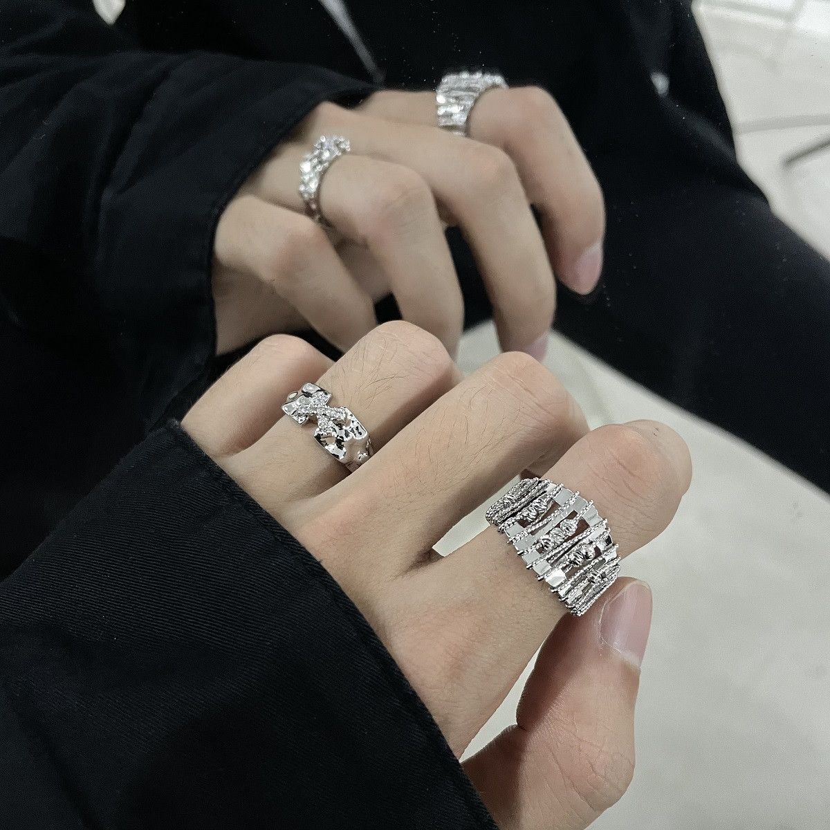 Jewelry Vintage Jewelry Rings Open Size Chrome Ring (Size 7-13) Size ONE SIZE - 1 Thumbnail