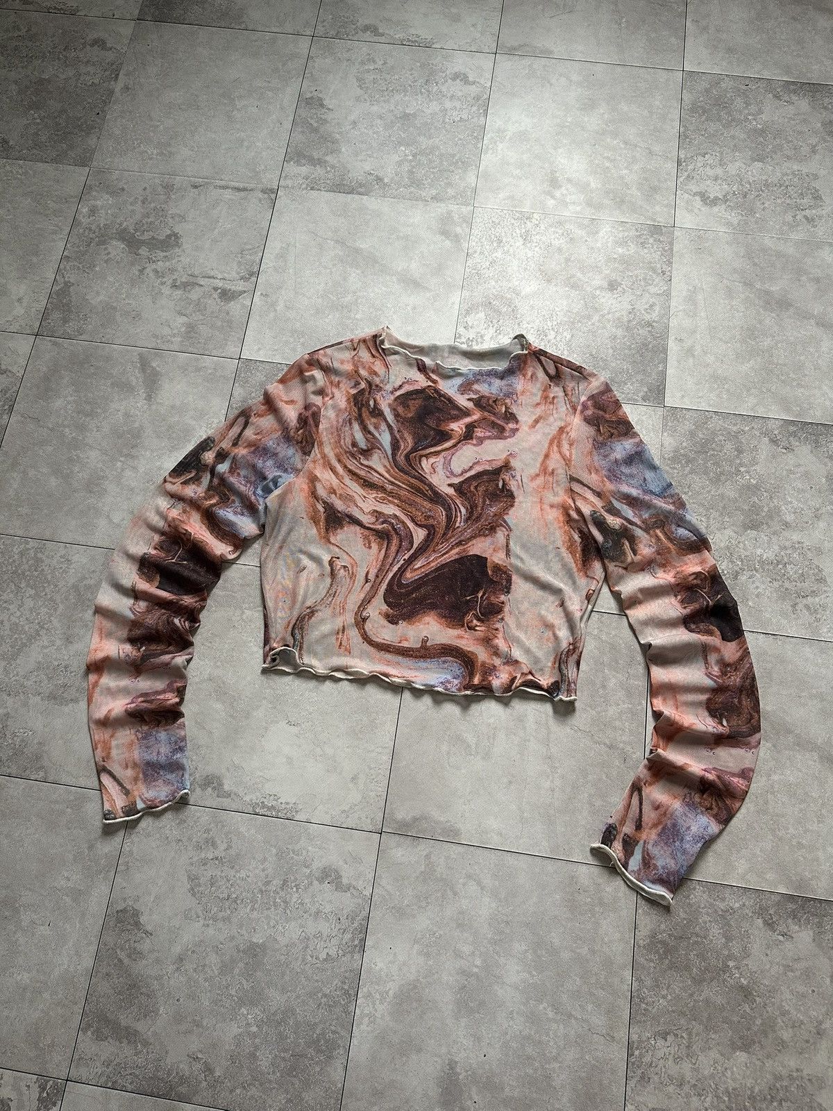Hysteric Glamour Abstract Design Save The Queen JPG Cropped Mesh Long Sleeve Size S / US 4 / IT 40 - 3 Thumbnail