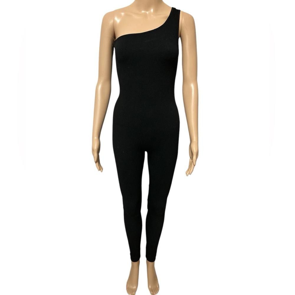 Designer Fct Basics Black One Shoulder Jumpsuit - Size Medium Size 32" / US 10 / IT 46 - 1 Thumbnail