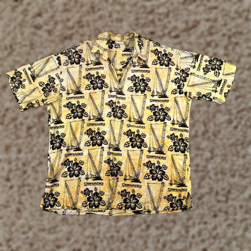 Vintage Rum Reggae Shirt Men 2XL Yellow Floral Hawaiian Short Sleeve Button-Up Cotton 100% Adult Mens Size US XXL / EU 58 / 5 - 1 Thumbnail