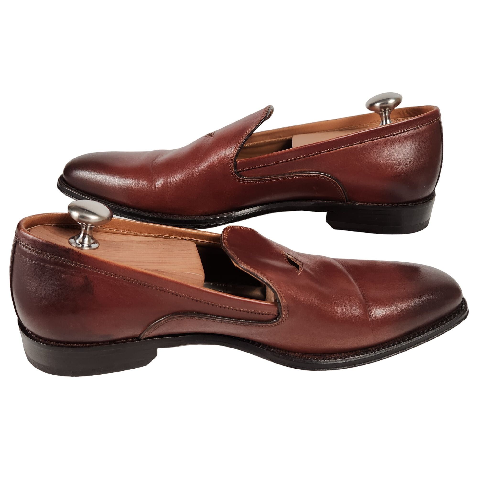 Paul Fredrick Paul Fredrick Italy Men 9 Burnished Brown Leather Dress Shoe Size US 9 / EU 42 - 12 Thumbnail