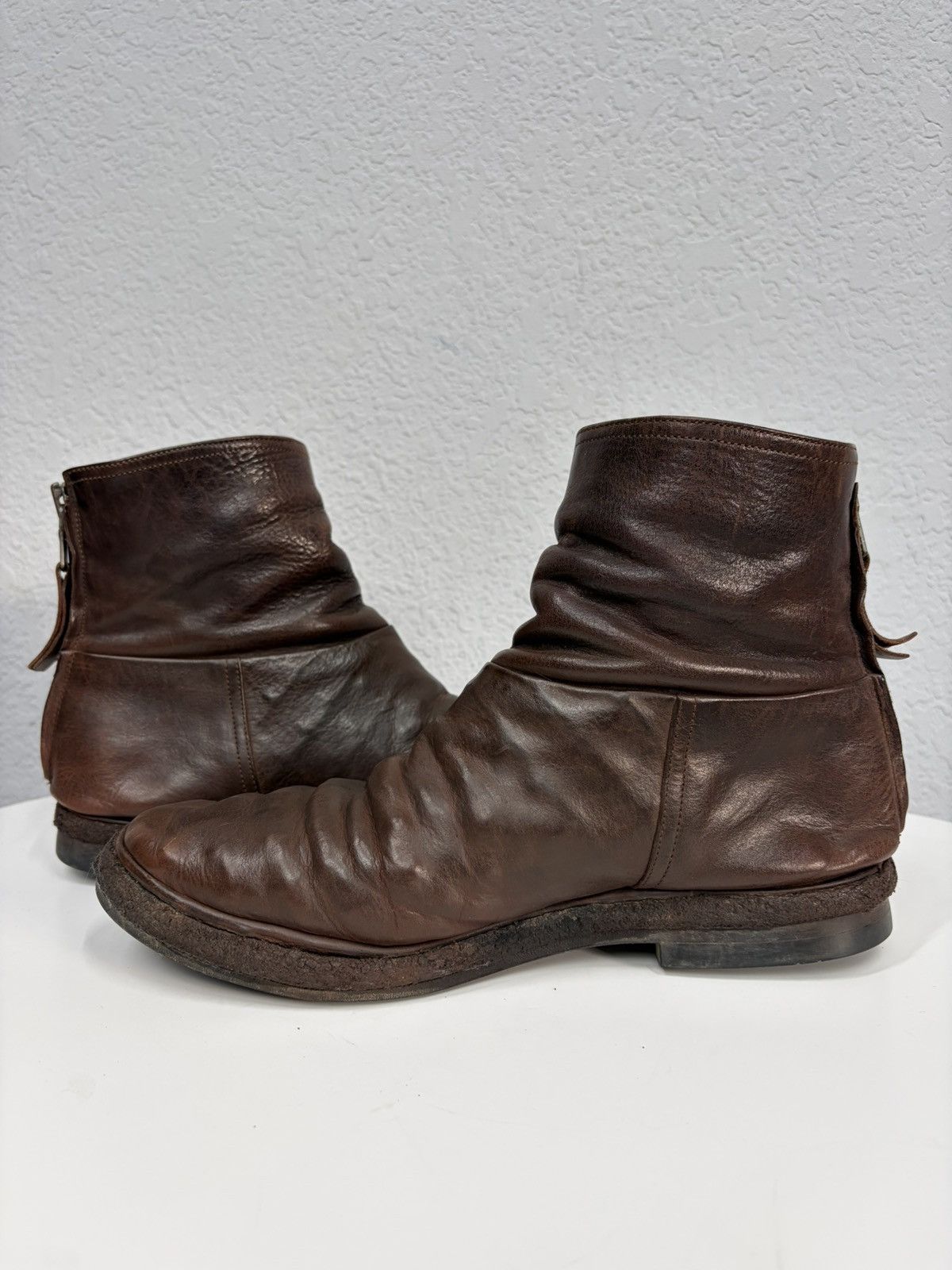 Hedi Slimane Vintage 00s Guidi CCP Style Distressed Leather Biker Boots Size US 9 / EU 42 - 5 Thumbnail