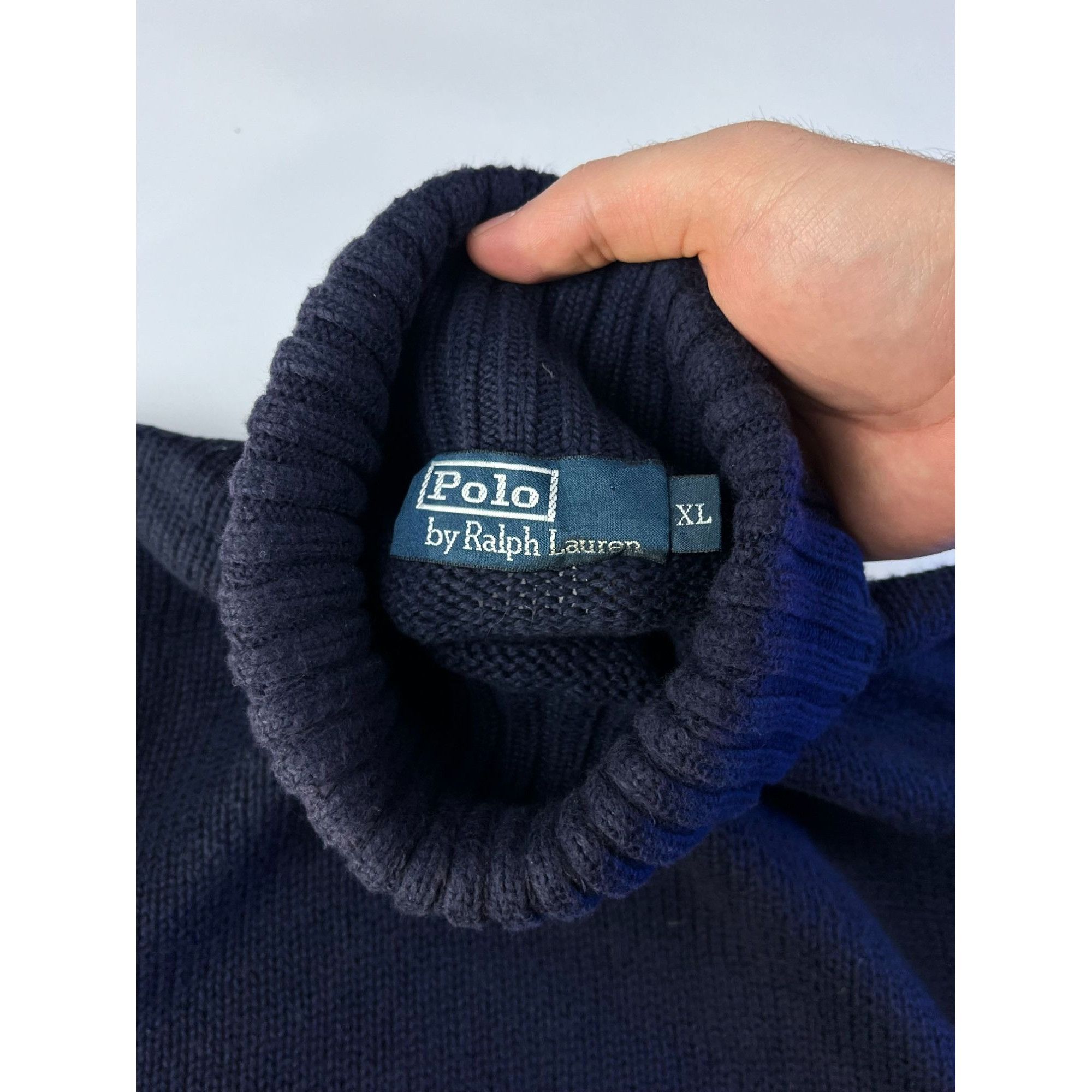 Polo Ralph Lauren × Ralph Lauren × Vintage Polo Ralph Lauren Vintage Navy Turtleneck Sweater Size US XL / EU 56 / 4 - 3 Thumbnail