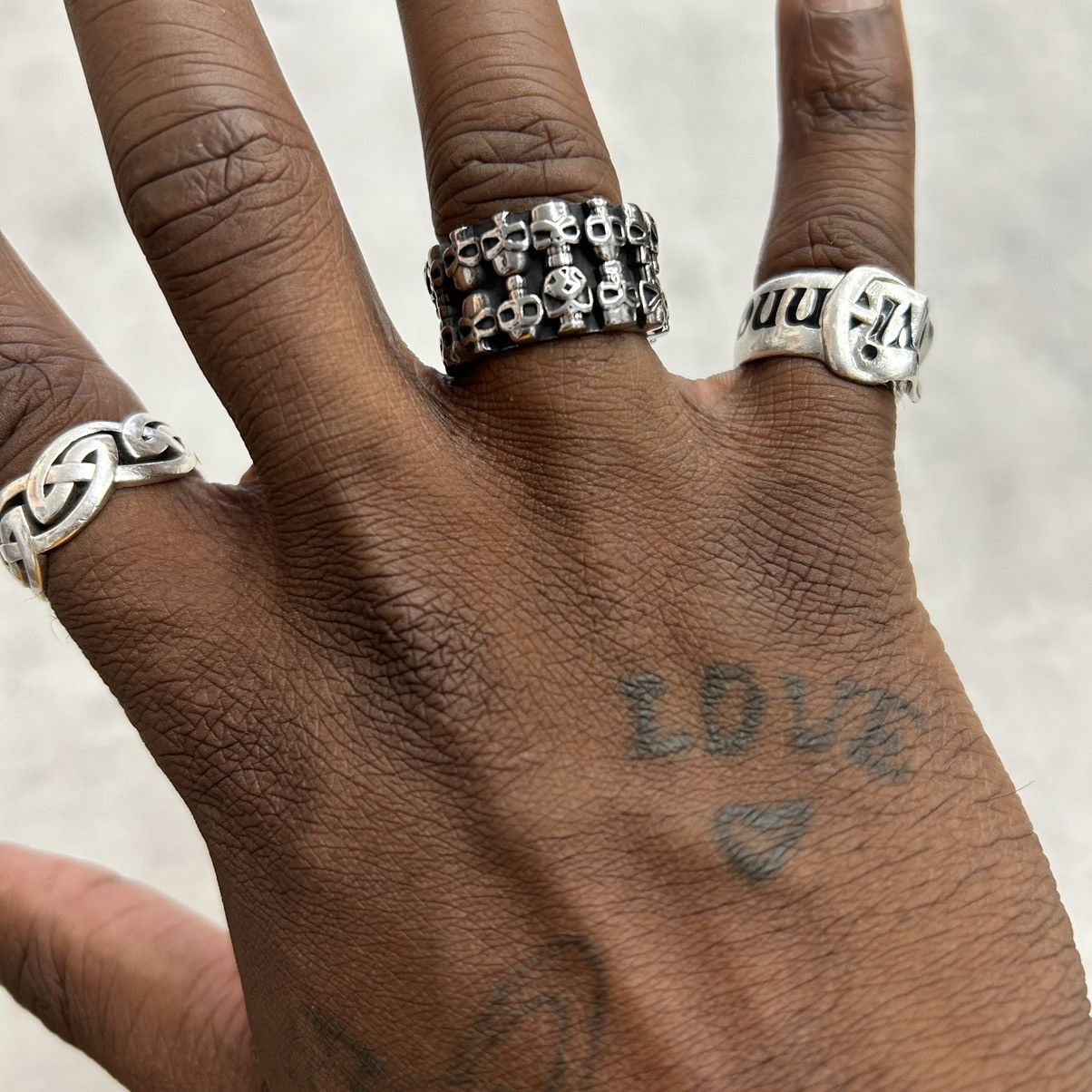 Japanese Brand × Vintage Vintage 90s Y2K style emo skull pile grunge silver ring Size ONE SIZE - 1 Thumbnail