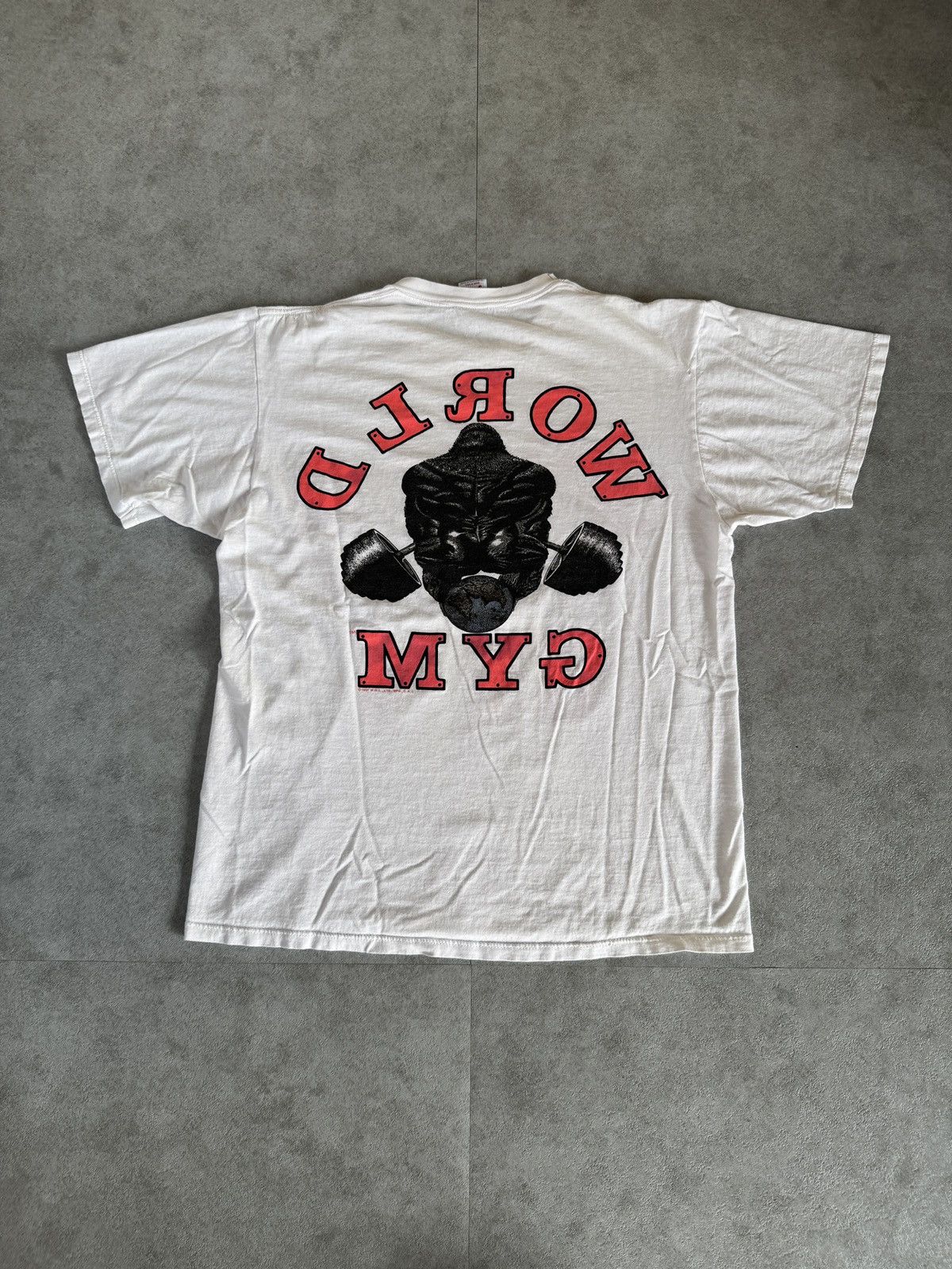 Other *RARE* VINTAGE 1991 80s 90s TEE WORLD GYM T-SHIRT GORILLA Size US L / EU 52-54 / 3 - 2 Thumbnail