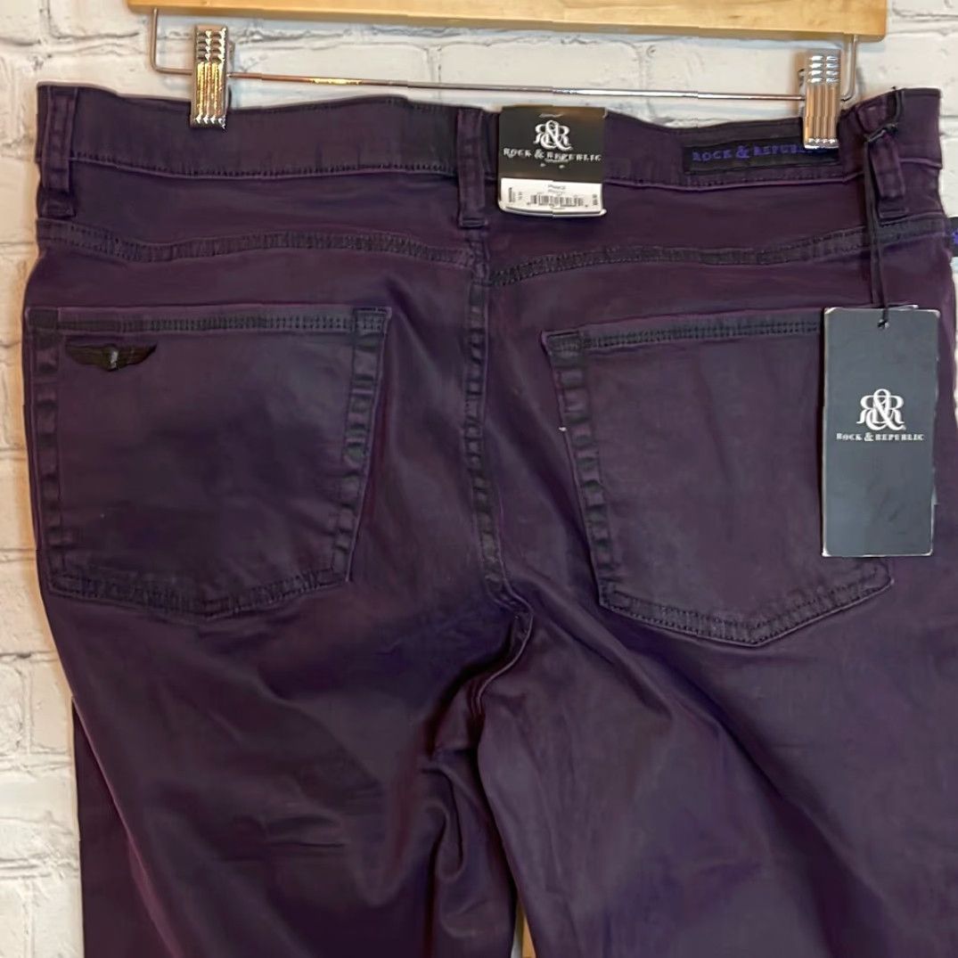 Vintage Rock & Republic Women’s Purple Berlin Skinny Jeans size 16m NEW Size 38" / US 16 / IT 52 - 4 Thumbnail
