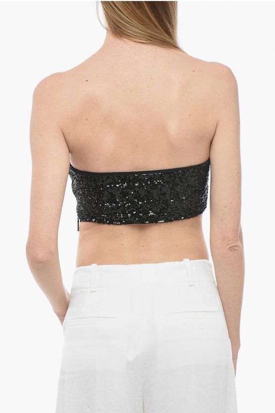 MSGM og1mm0724 Sequined Tube Top in Black Size S / US 4 / IT 40 - 2 Thumbnail
