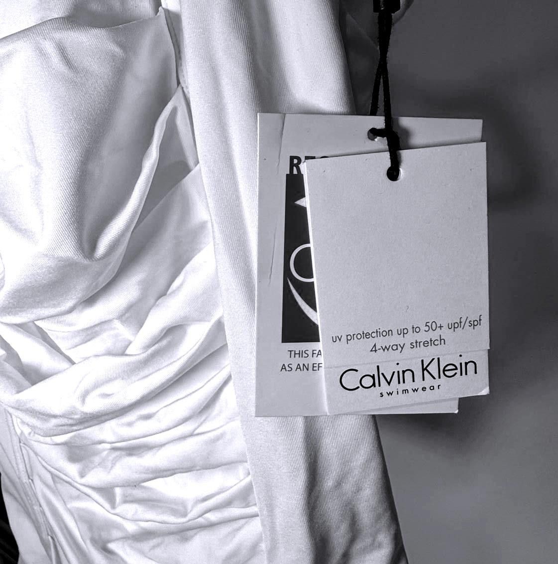Calvin Klein Calvin Klein White Ruched One-Piece Swimsuit - Size 16 Size ONE SIZE - 3 Thumbnail