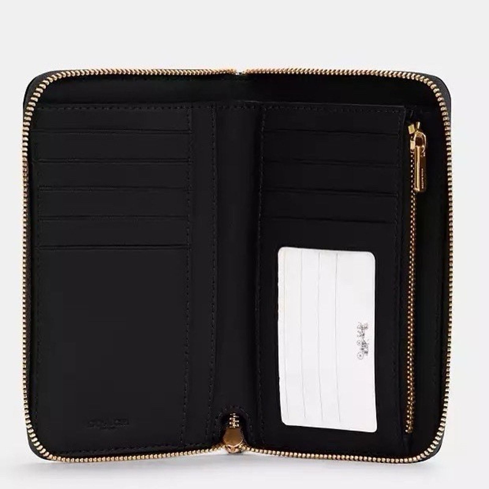 Coach NWT Coach Medium Id Zip Wallet Leather Gold/Black C4124 Size ONE SIZE - 3 Thumbnail