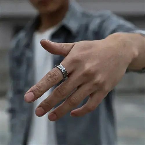 Vintage Retro Mysterious Lines Pattern Unisex Rings Open Size Size ONE SIZE - 2 Thumbnail