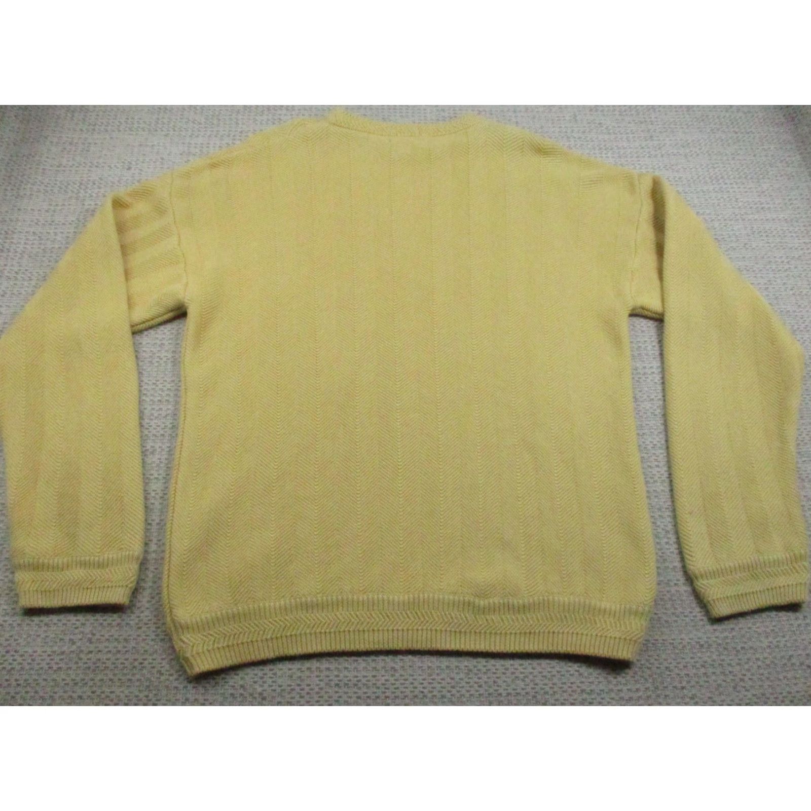 Chaps Chaps Ralph Lauren Sweater Mens Large Yellow Crewneck Herringbone Knit Pullover Size US L / EU 52-54 / 3 - 6 Thumbnail