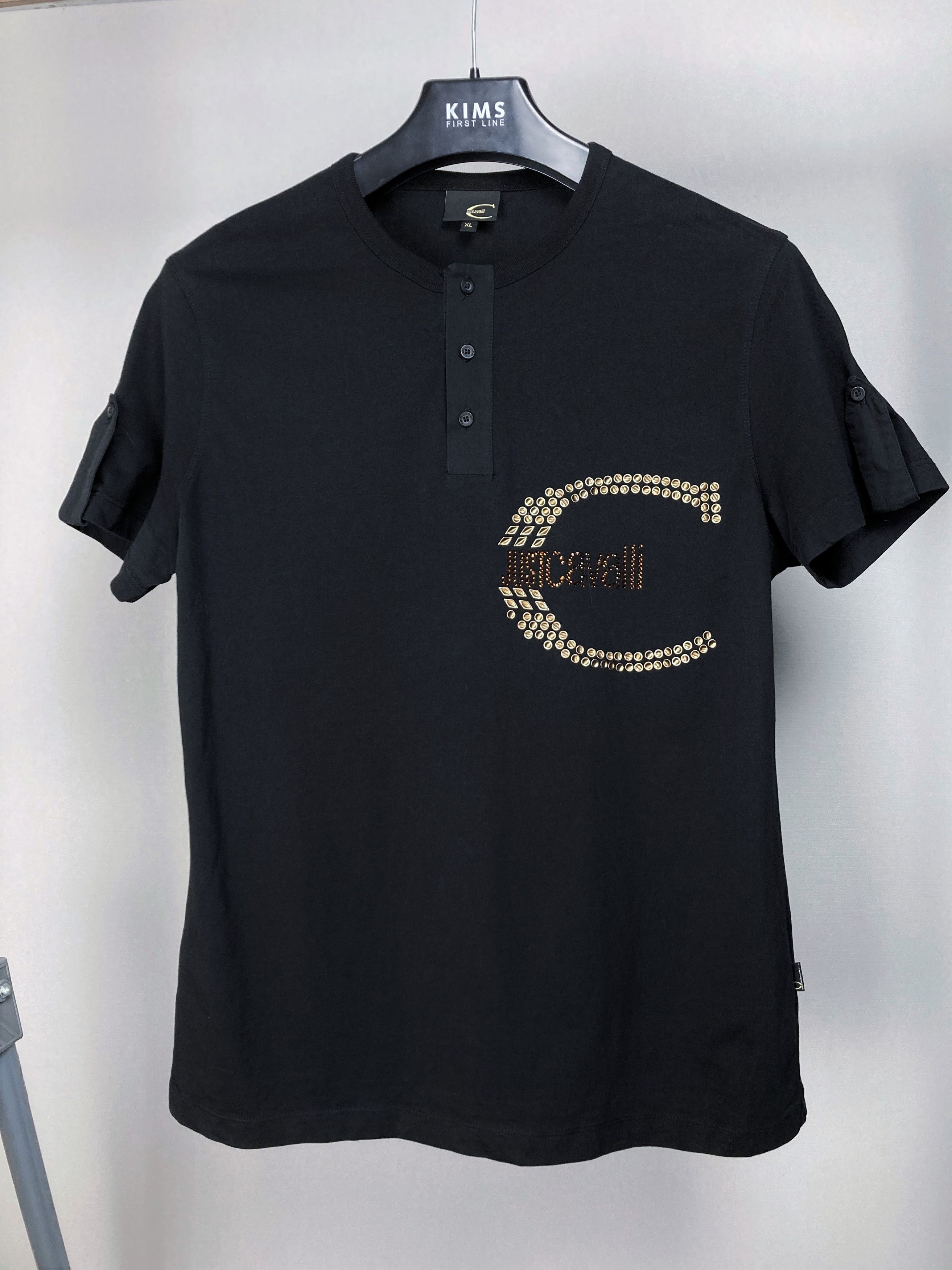 Just Cavalli Just Cavalli Big Logo Button Up Black T Shirt Vintage 90s Size US S / EU 44-46 / 1 - 2 Thumbnail
