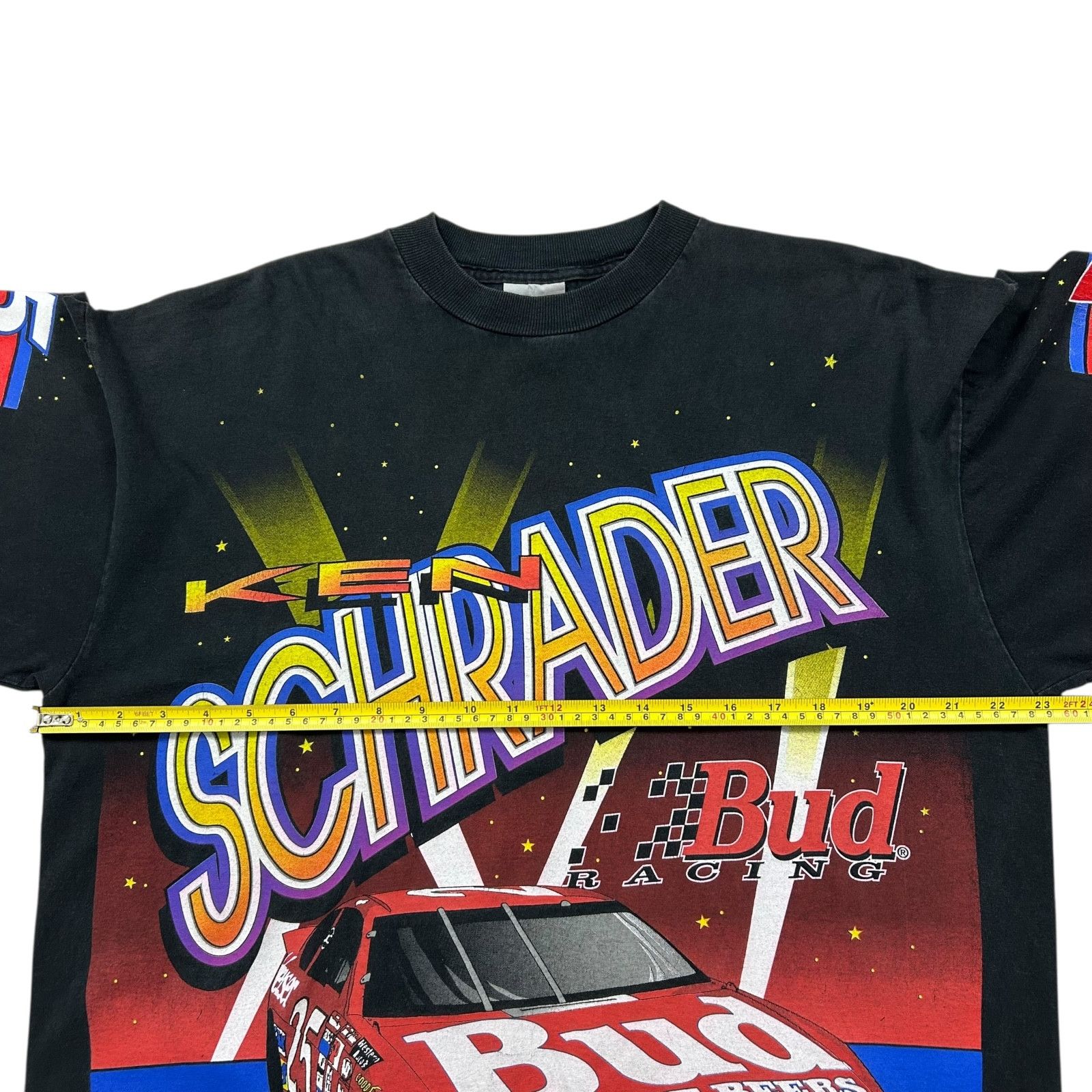 NASCAR VTG 90s NASCAR KEN SCHRADER 1996 BUD RACING AOP T-SHIRT XL Size US XL / EU 56 / 4 - 10 Thumbnail