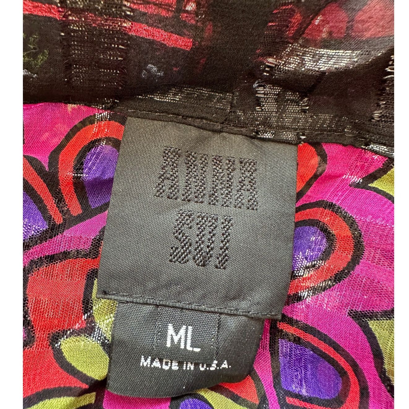 Anna Sui Anna Sui Multi Pink Black Sheer Floral Paisley Kimono M / L Size M / US 6-8 / IT 42-44 - 9 Thumbnail