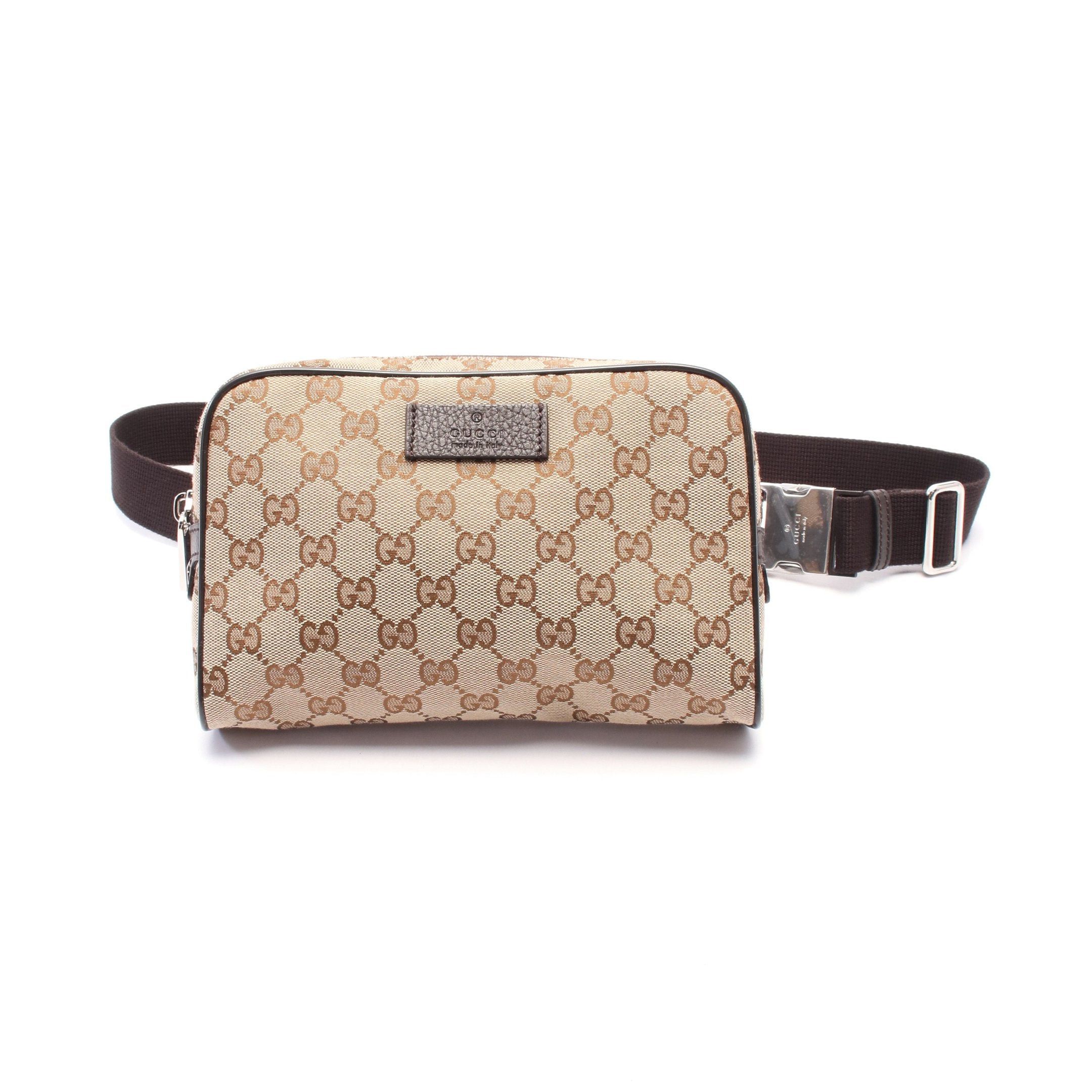 Gucci Gucci Body Bag Waist Canvas Leather Beige Dark Brown Size ONE SIZE - 1 Thumbnail