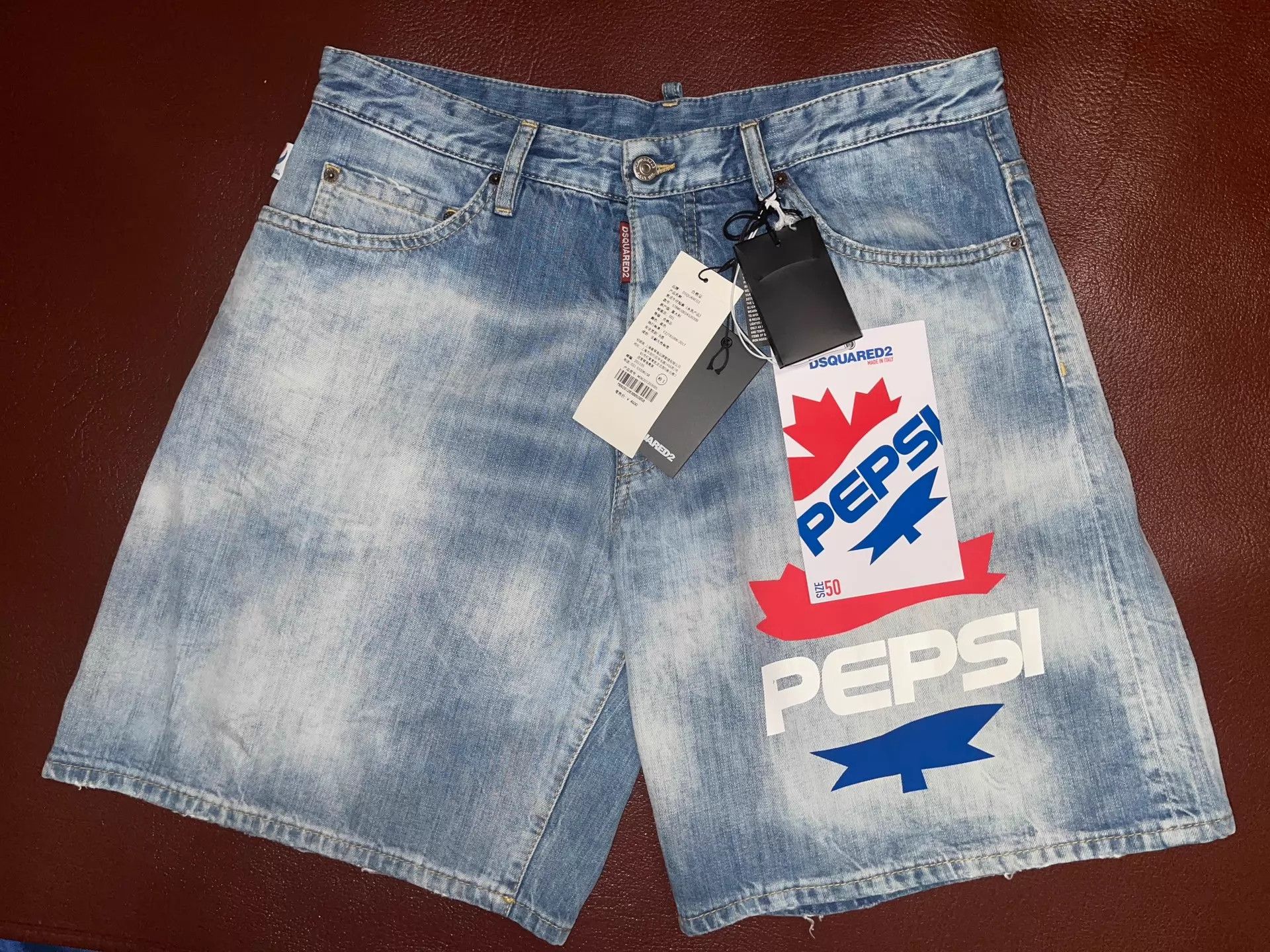 Dsquared2 Dsquared2 D2 Denim Shorts 50 Italy Pepsi Light Wash Size US 34 / EU 50 - 3 Thumbnail