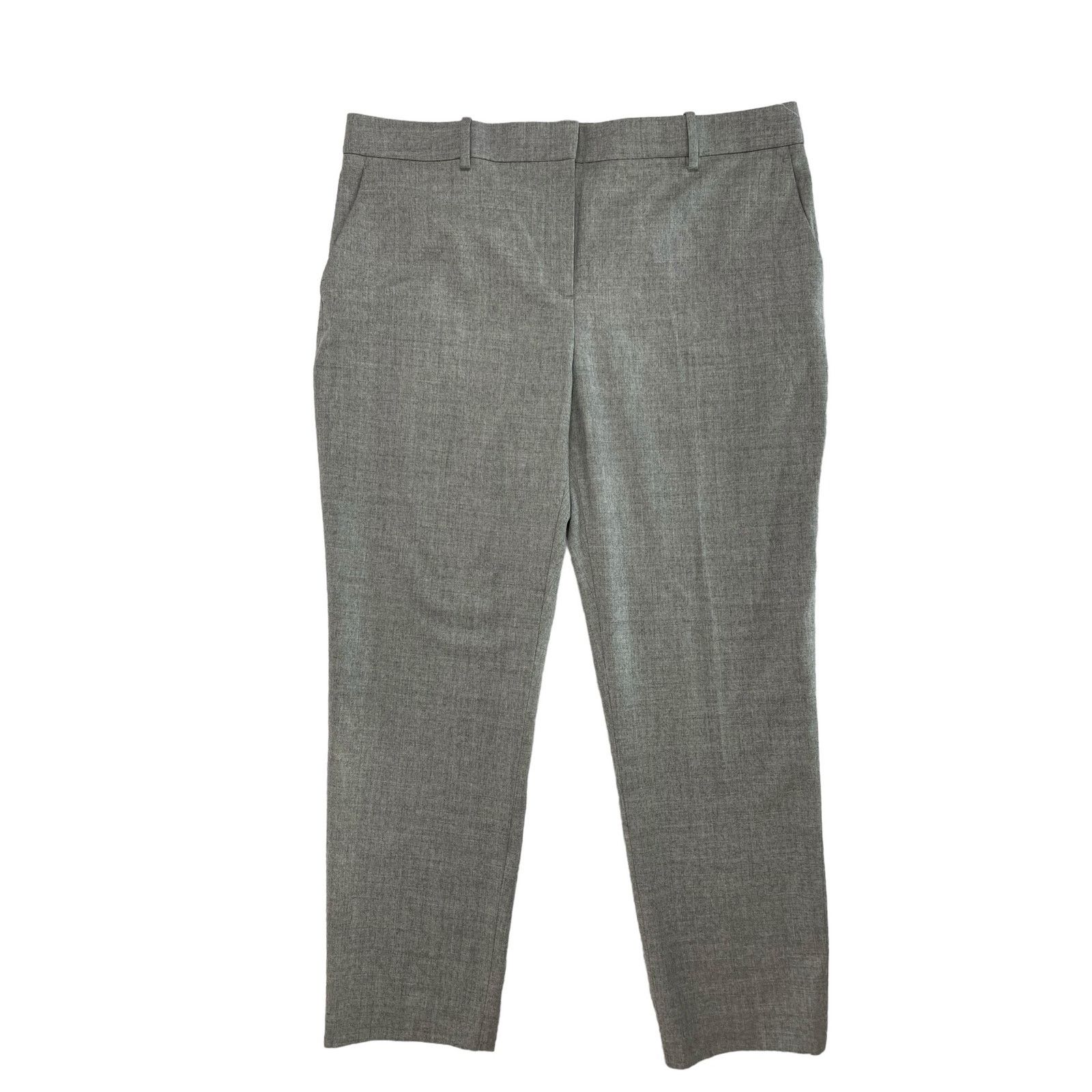 THEORY *NEW Pale Gray Treeca 2 Pure Flannel Wool Pant 12