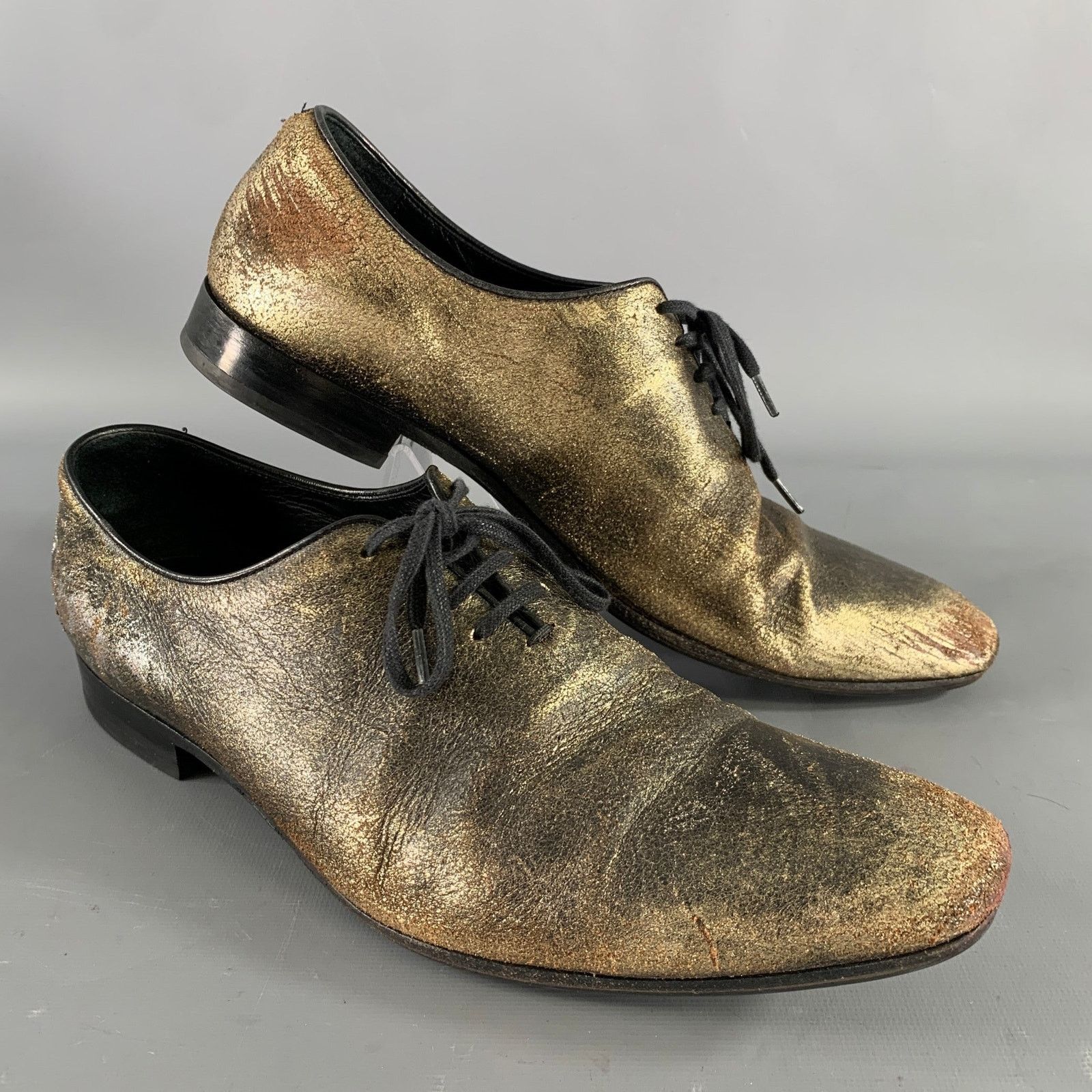 Haider Ackermann HAIDER ACKERMANN Sz 8 Gold Black Metallic Lace Up Shoes Size US 8 / EU 41 - 1 Thumbnail