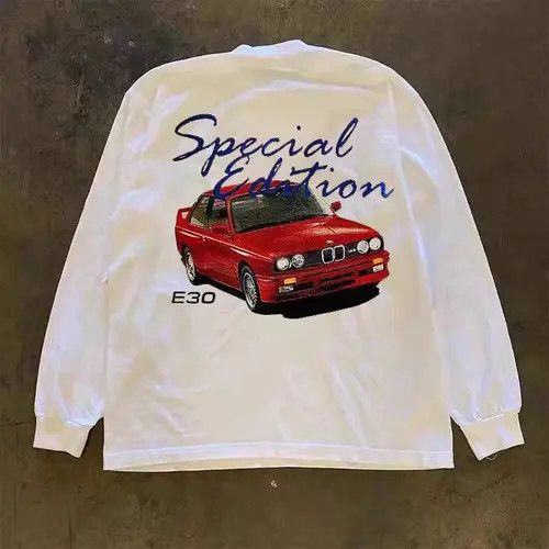 VIBE White retro car pattern long sleeve t-shirt Size US L / EU 52-54 / 3 - 3 Thumbnail