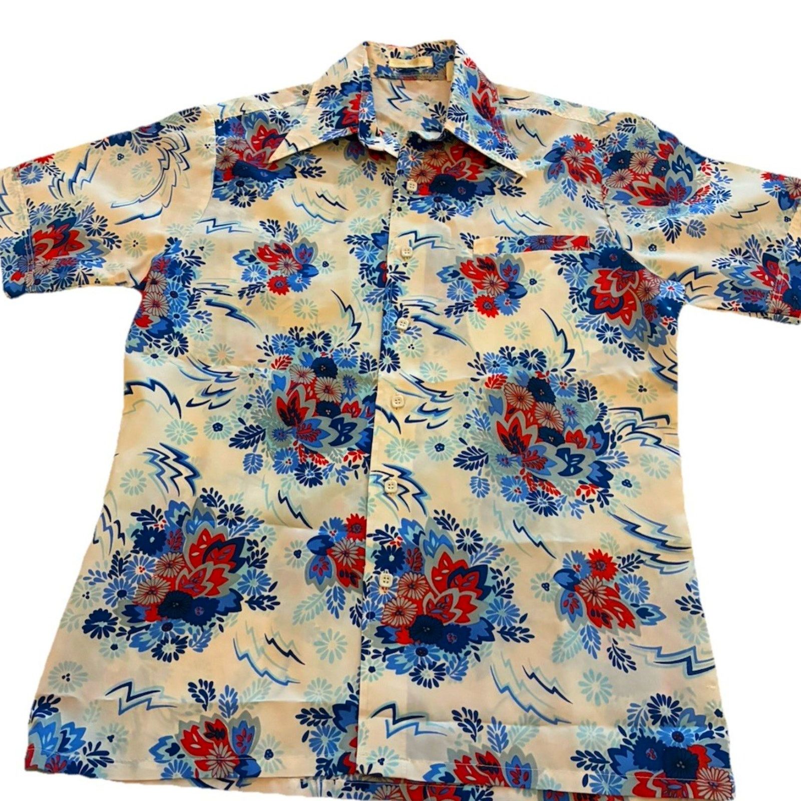 Other Vtg 70s Floral Disco Shirt Men M Rockabilly Butterfly Dagger Size US M / EU 48-50 / 2 - 2 Thumbnail