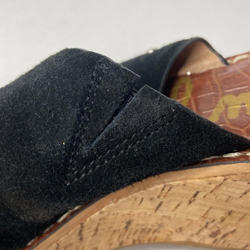 Designer Sam Edelman RANGER Cork Wedge Black Suede Slides, 8.5 Size US 8.5 / IT 38.5 - 8 Thumbnail