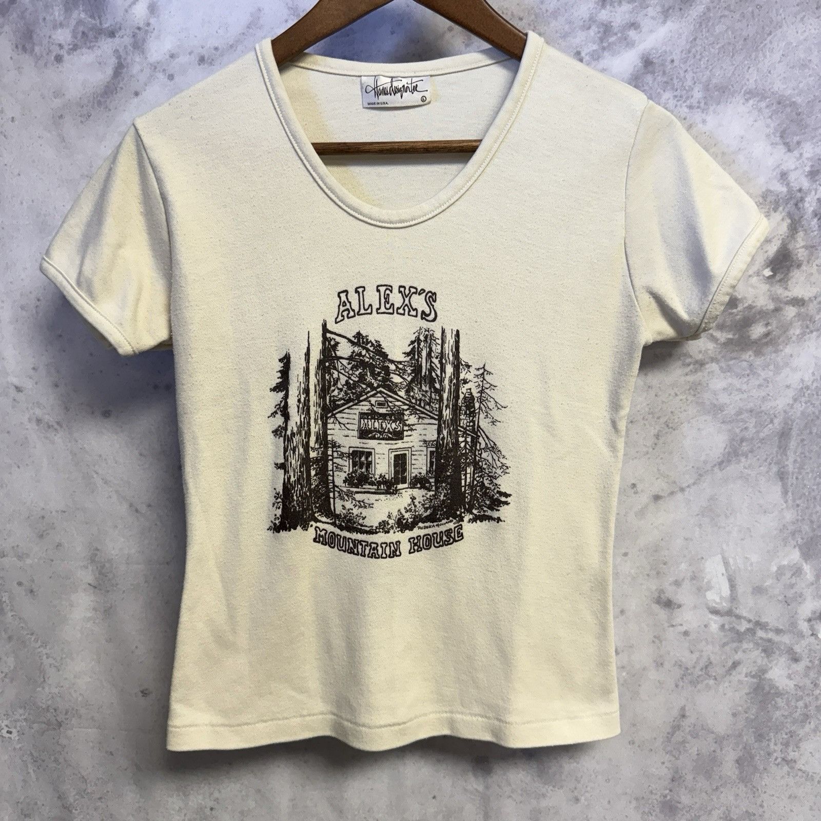Hanes Vintage Hanes Designer Tees Womens Large 16x21 Cabin Mountai Size L / US 10 / IT 46 - 1 Thumbnail