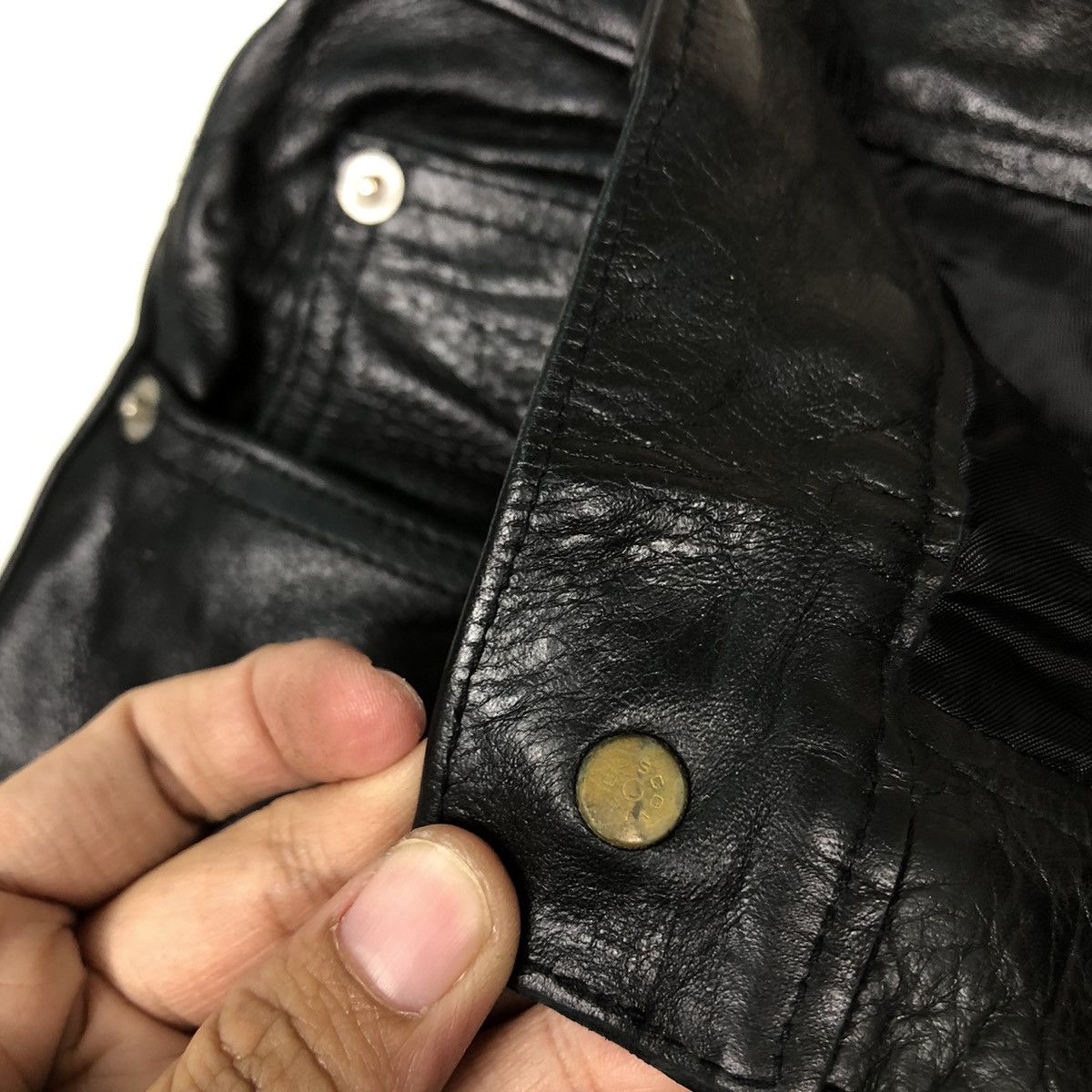 Genuine Leather 🔥Vtg Biker Leather Pants Freedom Inspire Issey Miyake Size US 29 - 13 Thumbnail