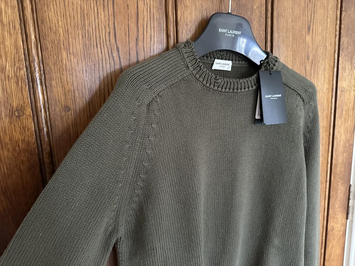 Saint Laurent Paris $990 FW21 Saint Laurent Green destroyed knit sweater L Size US L / EU 52-54 / 3 - 18 Thumbnail