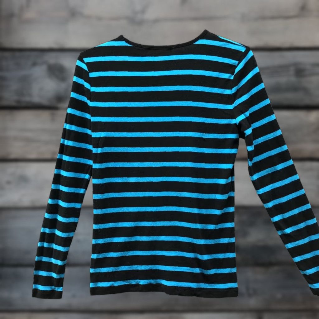 Ralph Lauren Lauren Ralph Lauren Crewneck Long Sleeve T Shirt Womens M Blue Striped Button Size M / US 6-8 / IT 42-44 - 1 Thumbnail