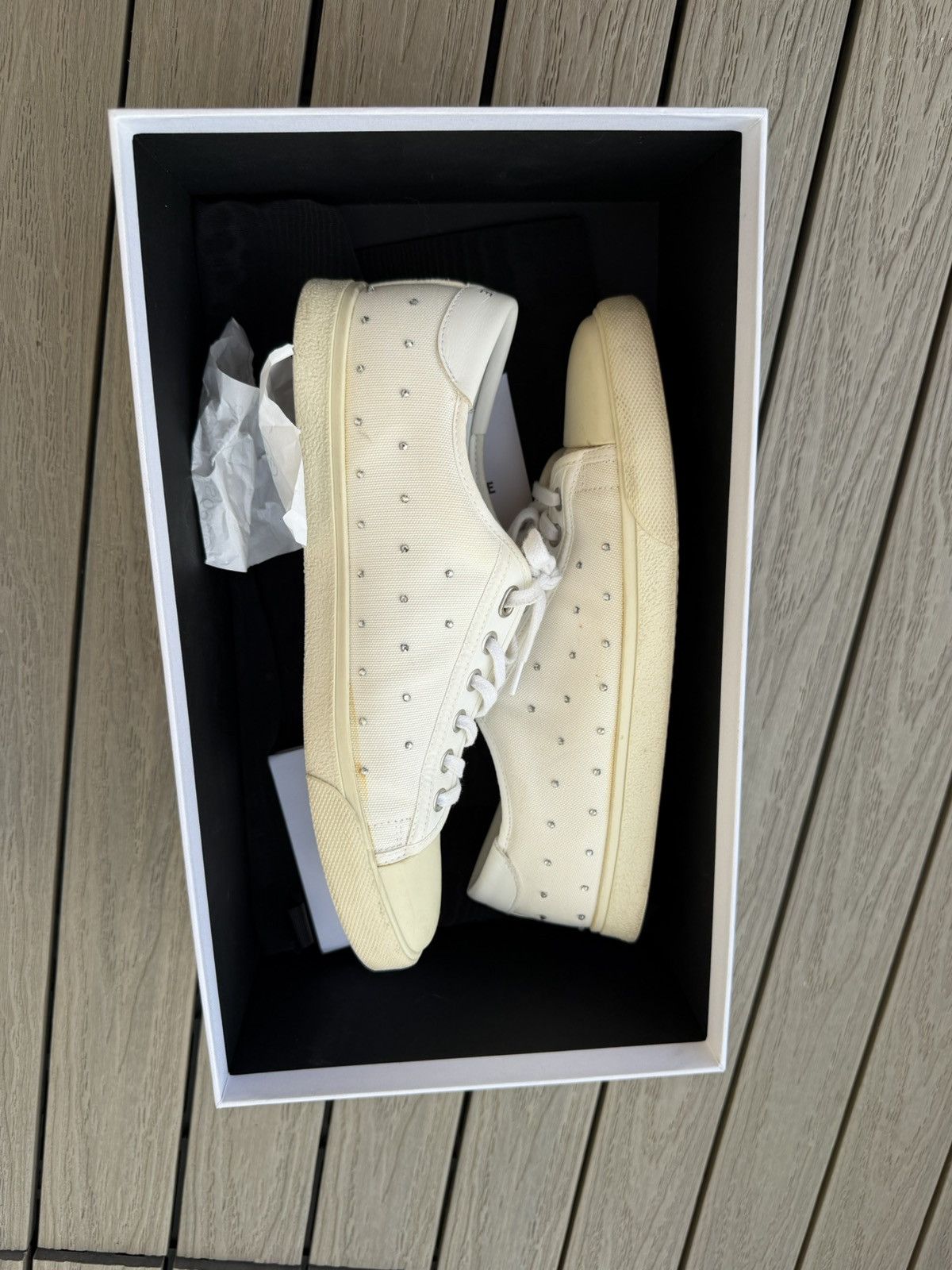 Celine Celine Blank Low Lace-Up Studded Sneakers White Leather EU40 Size US 9 / IT 39 - 4 Thumbnail