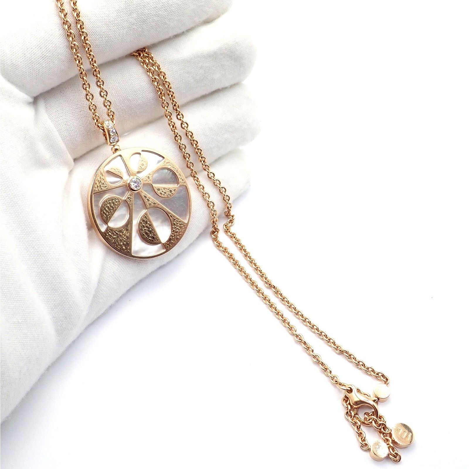 Bvlgari Bulgari Intarsio 18k Gold Diamond Mother of Pearl Necklace Size ONE SIZE - 3 Thumbnail