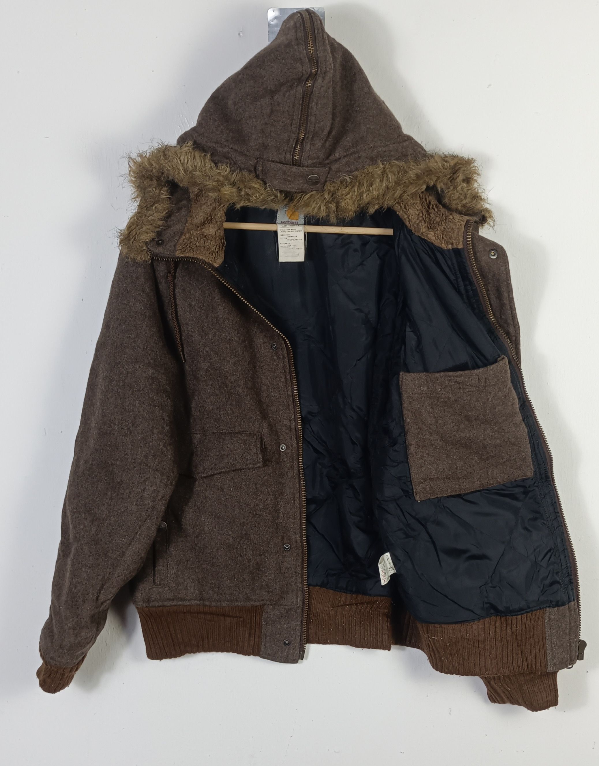 Carhartt Vintage 90s🔥 Carhattt Hoodie Wool Jacket Size US M / EU 48-50 / 2 - 2 Thumbnail
