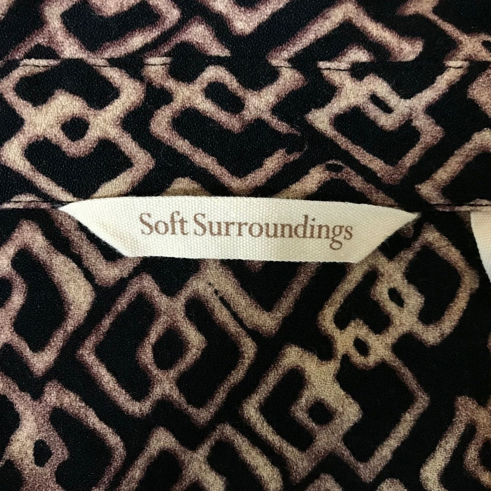 Soft Surroundings Soft Surroundings Womens 1X Black Tan Geometric Button Down Tunic Top Size XL / US 12-14 / IT 48-50 - 7 Thumbnail