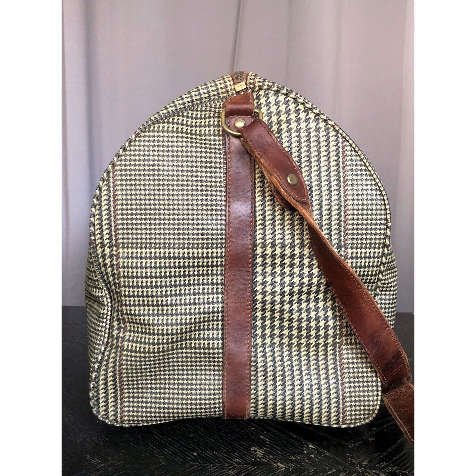 Polo Ralph Lauren VINTAGE Polo Ralph Lauren Houndstooth Duffel Bag Weekender Travel Carry All Case Men Large Brown Canvas Leather Size US L / EU 52-54 / 3 - 4 Thumbnail