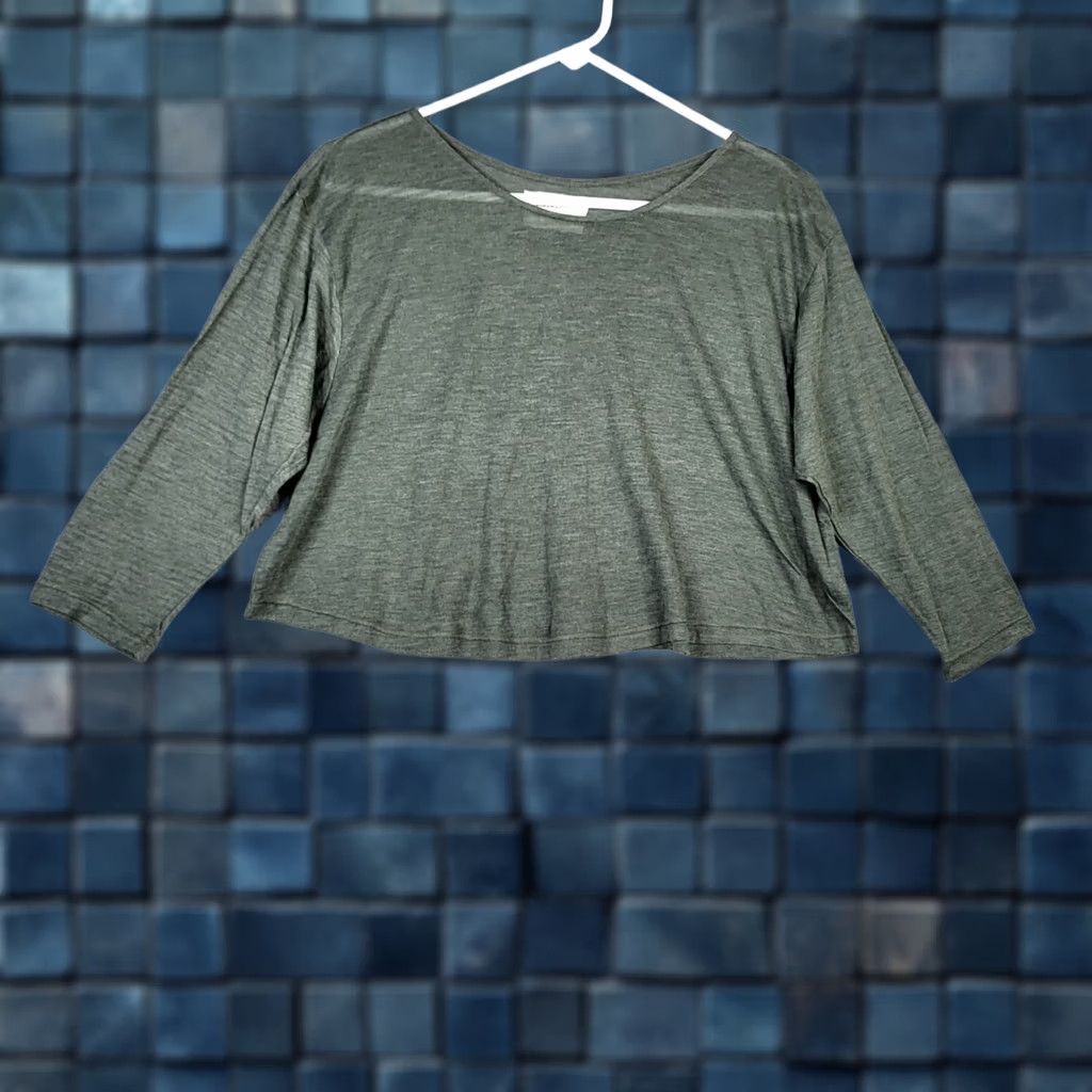 Market Market Women’s Crop Tee 3/4 Sleeve Green Slim Cropped Shirt Size 1 | Cotton Blend Size XS / US 0-2 / IT 36-38 - 1 Thumbnail