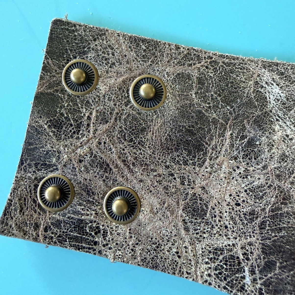 Other Wide Leather Cuff Labradorite Stone Brass Rivets Boho Size ONE SIZE - 14 Thumbnail