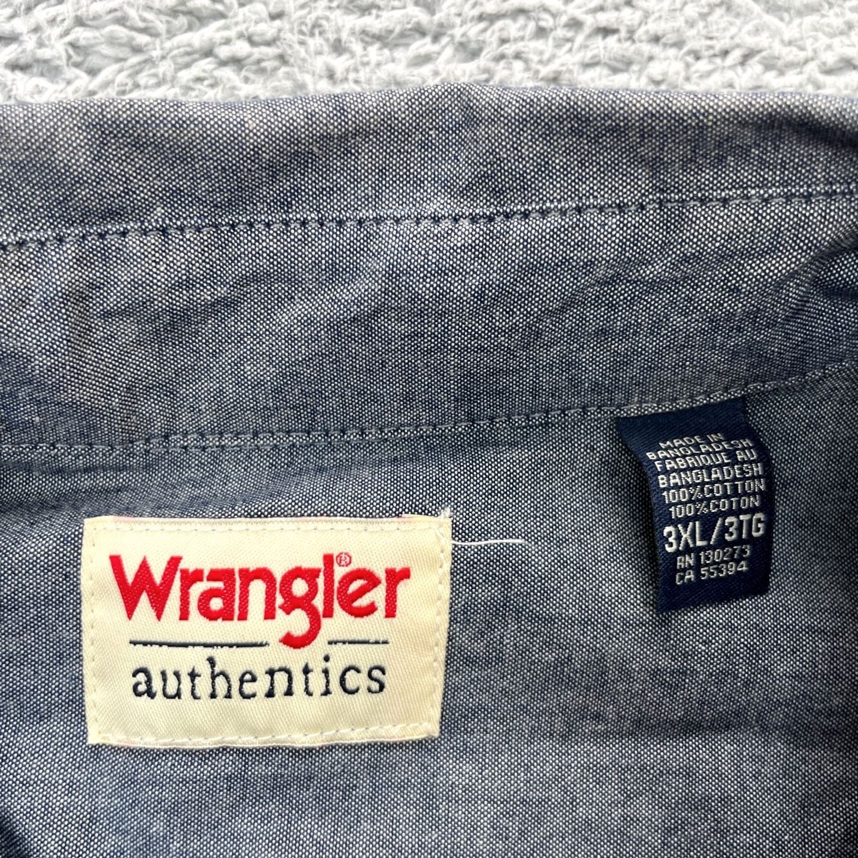 Wrangler Wrangler Shirt Mens XXXL Gray Cotton Button Up Western Workwear Flap Pockets Size US XXL / EU 58 / 5 - 4 Thumbnail