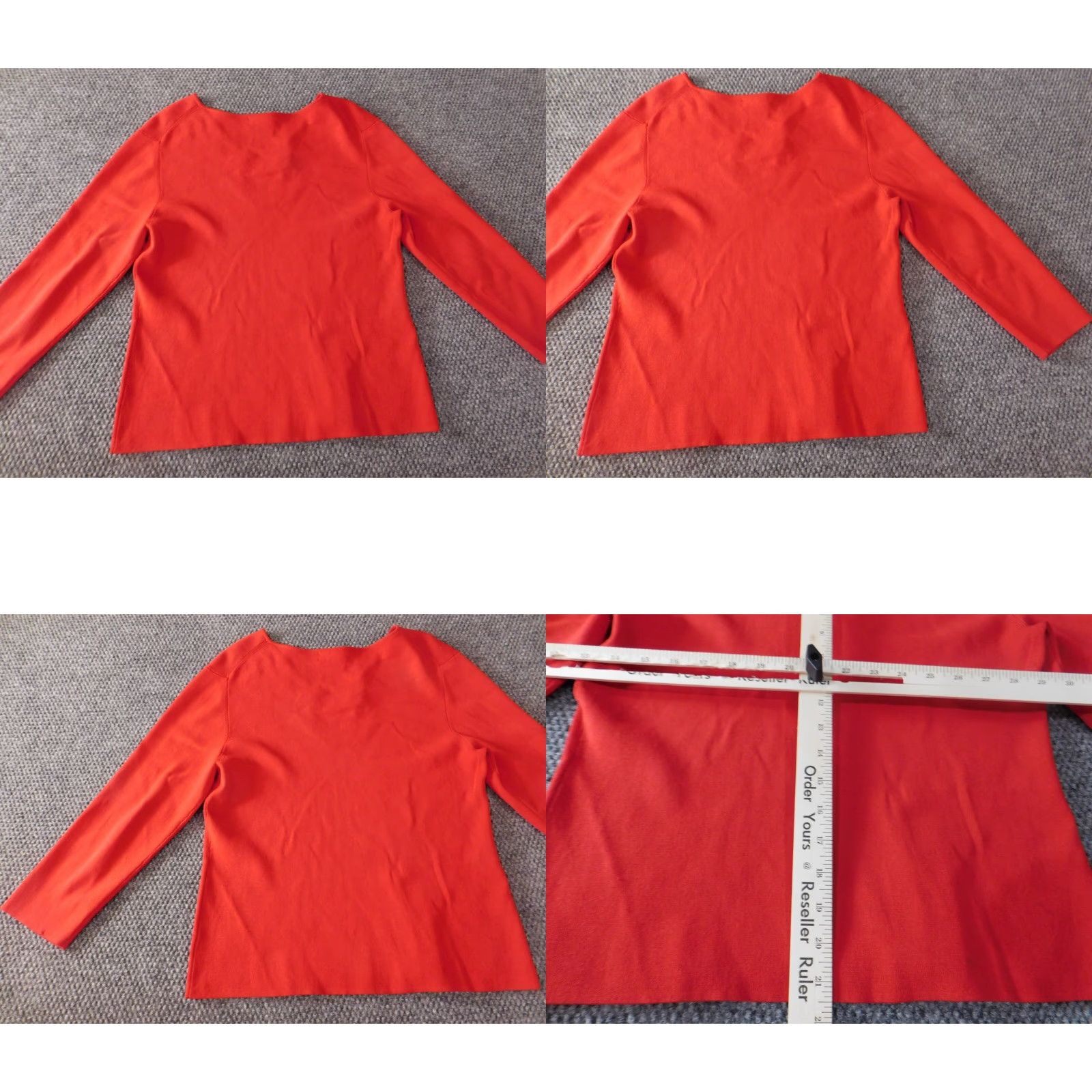 Vintage Pointelle Blouse Womens XL Red Crew Neck Long Sleeve Pullover Stretch Ruffle Casual Navy Size XL / US 12-14 / IT 48-50 - 8 Thumbnail
