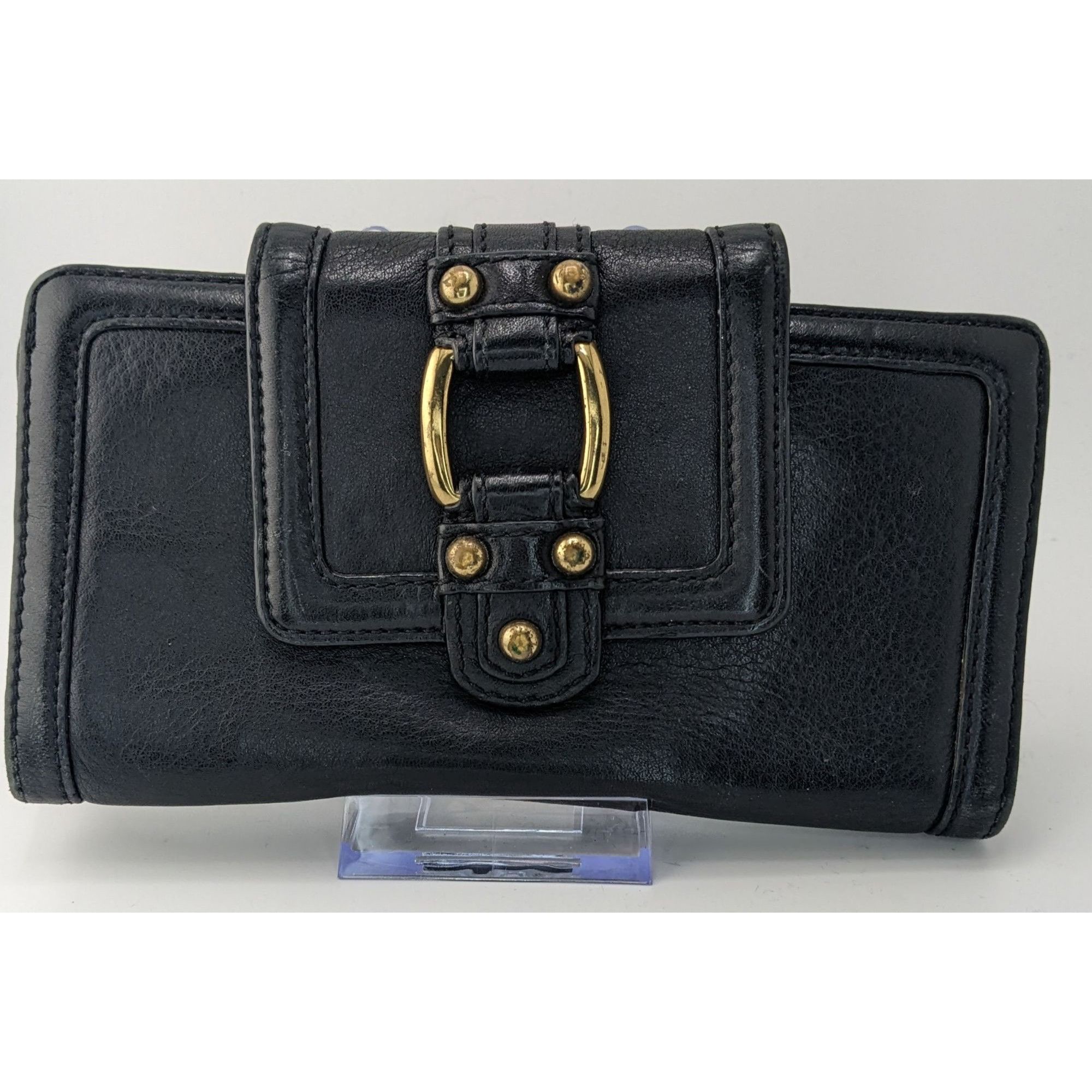 Banana Republic Vintage 90s Banana Republic Black Leather Wallet W/ Gold Har Size ONE SIZE - 5 Thumbnail