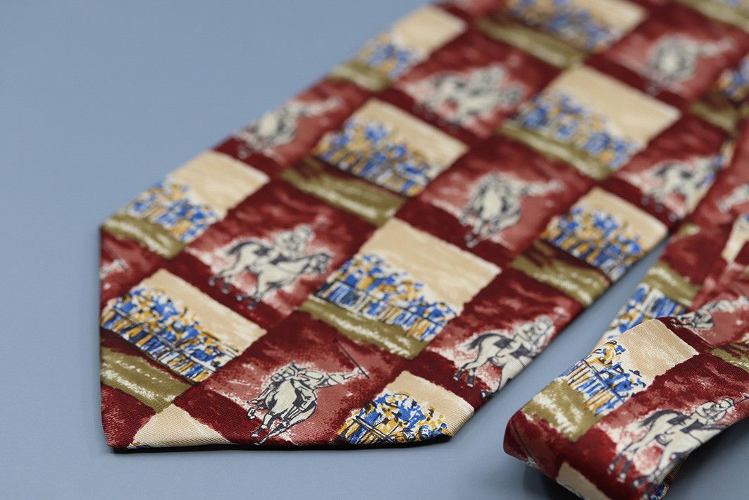 Other Luigi Panza Vintage Italian Silk Tie with Polo Match Scene Size ONE SIZE - 10 Thumbnail