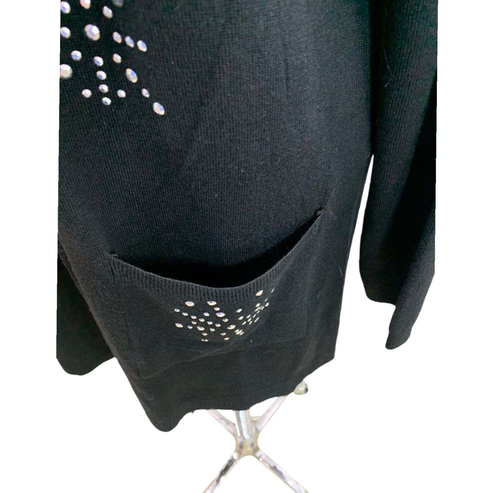 Vintage Seven Manor New Black Embellished Cardigan Sweater XL Holiday Womens Size XL / US 12-14 / IT 48-50 - 6 Thumbnail