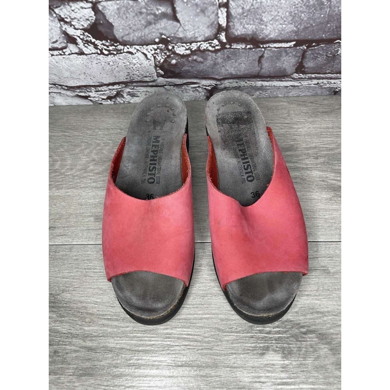Mephisto Mephisto Lisane Pink Nubuck Leather Slide Cork Wedge Sandals Size US 6 / IT 36 - 2 Thumbnail