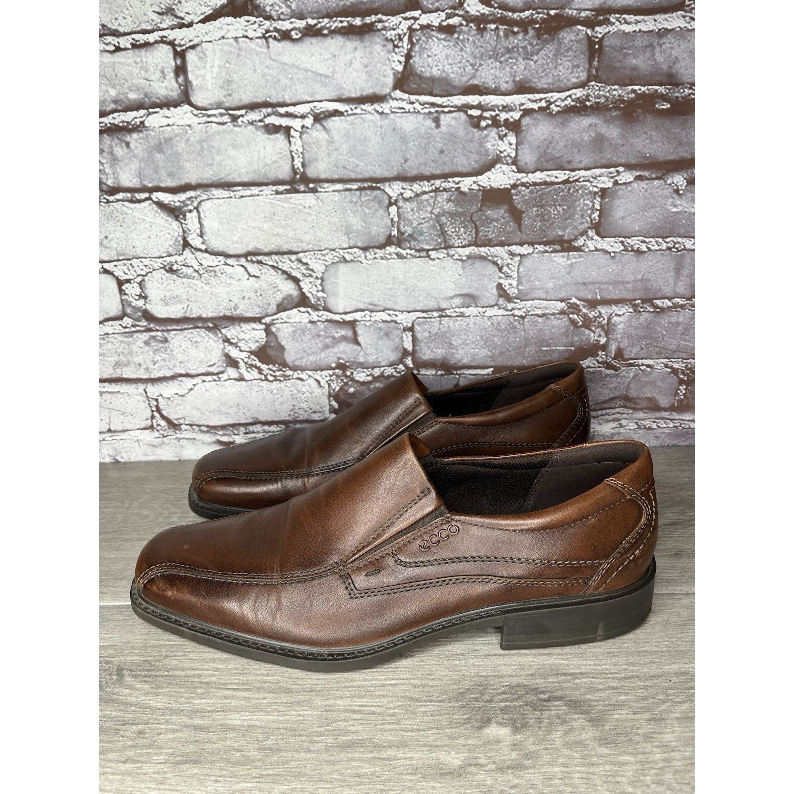 Ecco ECCO Brown Leather Slip On Casual Loafers Comfort Shoes Men Size US 14 / EU 47 - 14 Thumbnail