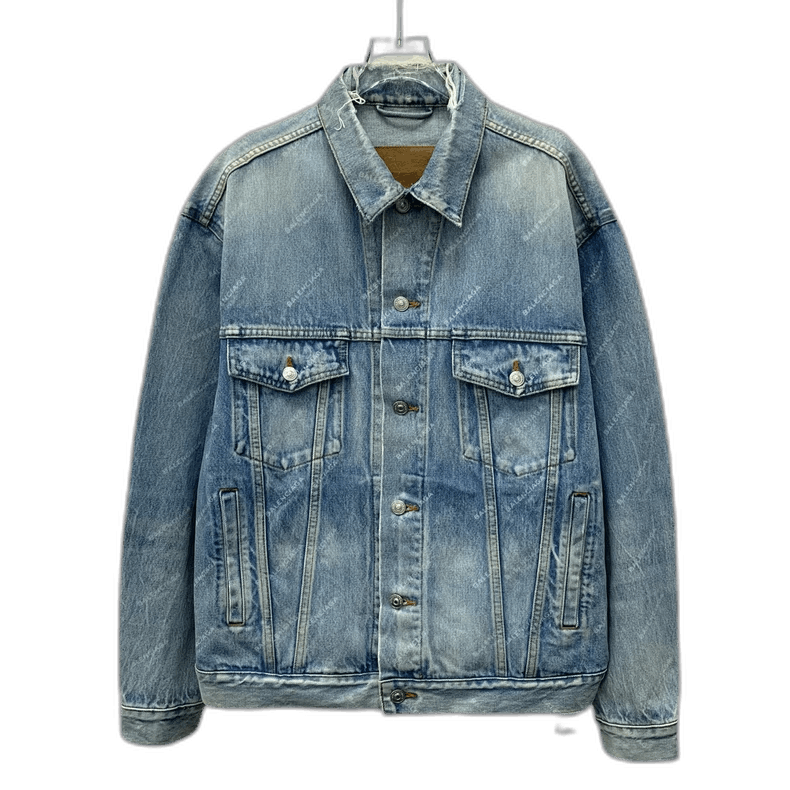 Balenciaga Balenciaga Blue Logo Denim Jacket Long Sleeve Size US XXS / EU 40 - 1 Thumbnail