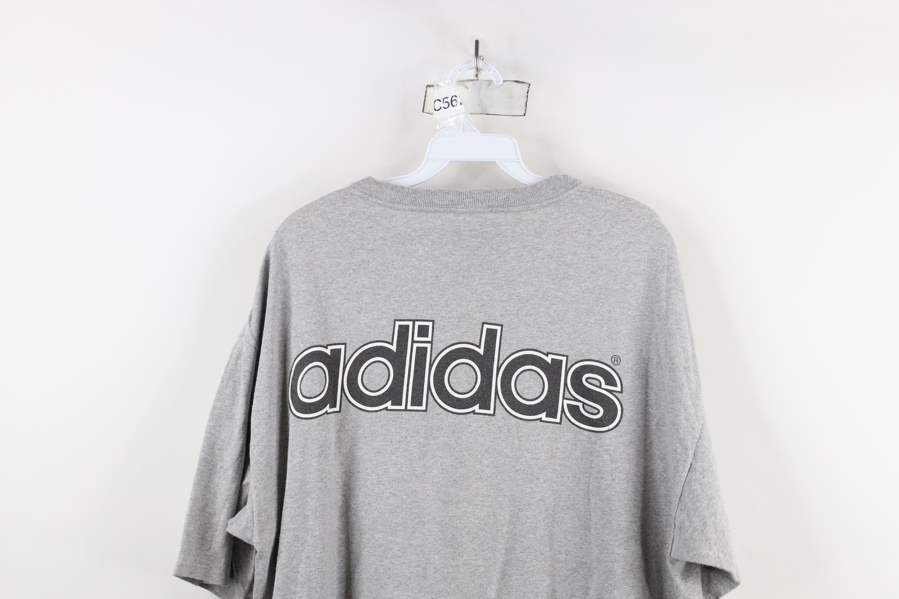 Adidas × Vintage Vintage 90s Adidas Spell Trefoil Striped T-Shirt Gray USA Size US L / EU 52-54 / 3 - 12 Thumbnail