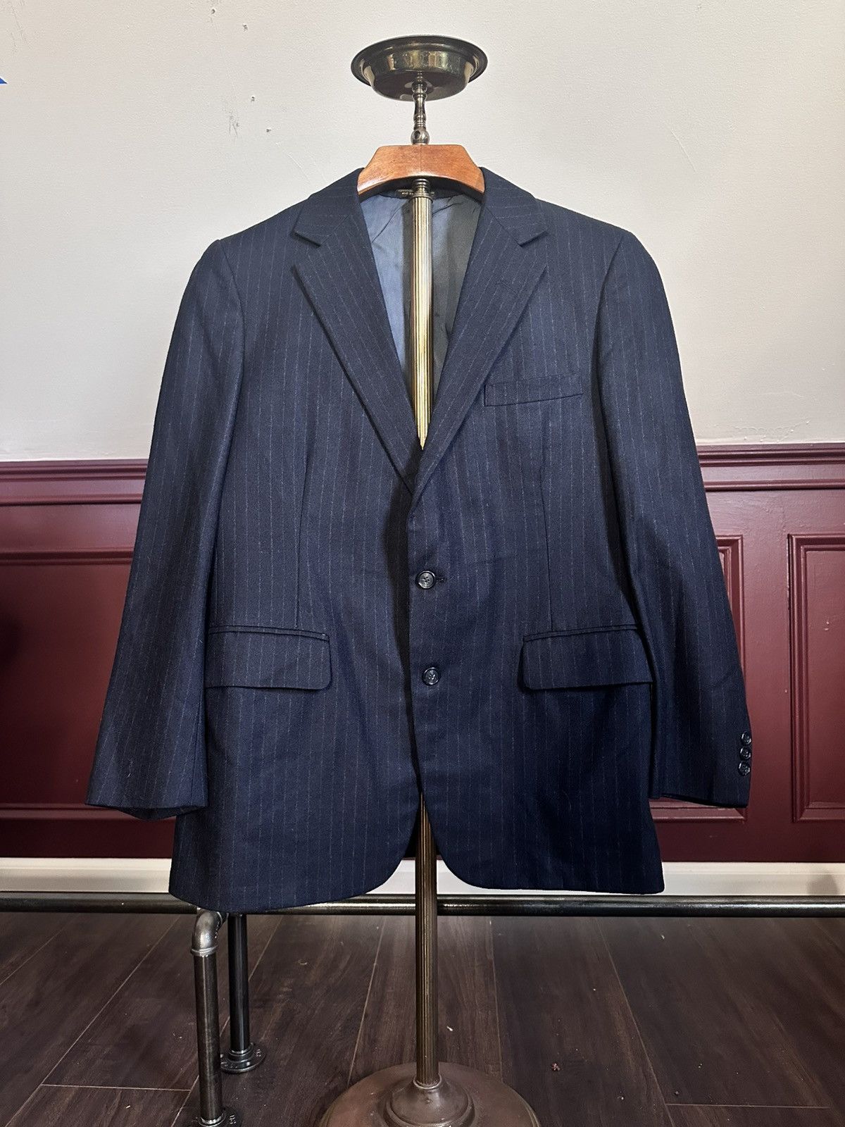 Haspel HASPEL vintage charcoal pinstriped MiUSA jacket Size 40R - 1 Thumbnail