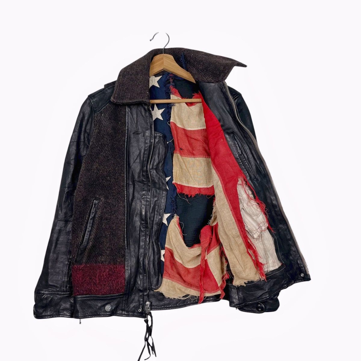 Vintage Vintage Seveskig American Flag Talon Zipper Leather Jacket Size US XS / EU 42 / 0 - 9 Thumbnail