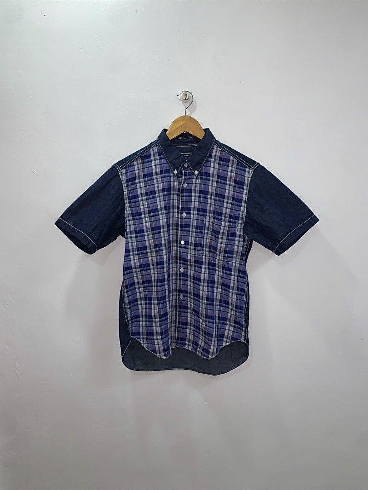 Comme des Garcons Homme COMME des GARÇONS HOMME AD2007 HYBRID DENIM & CHECK SHIRT Size US S / EU 44-46 / 1 - 1 Thumbnail