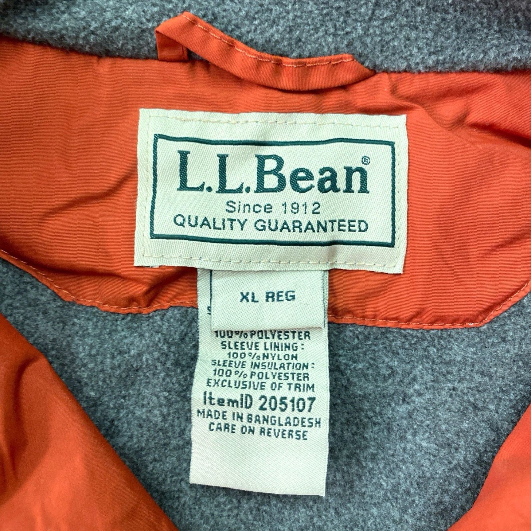 Vintage VINTAGE L.L. Bean Jacket Orange Fleece XL Bomber Jacket Mid-Length Zip Insulated Lined Pockets Men 90s Outdoor 80s Hiking Walking Size US XL / EU 56 / 4 - 2 Thumbnail